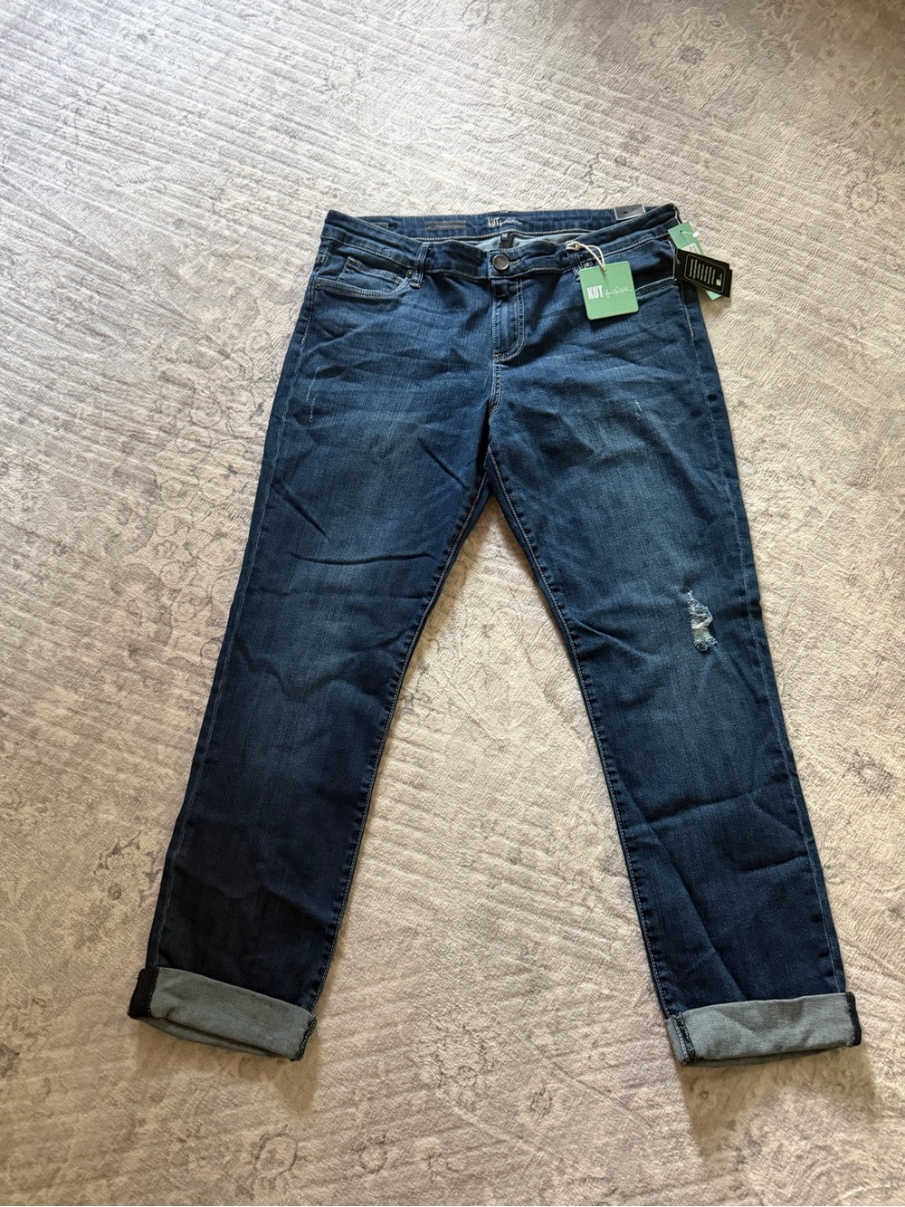 Kut from the Kloth Dark Blue Distressed Boyfriend Jeans